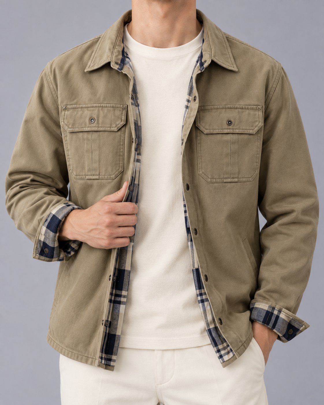 Men's Durable Waxed Cotton Jacket | Coat with Regular Fit