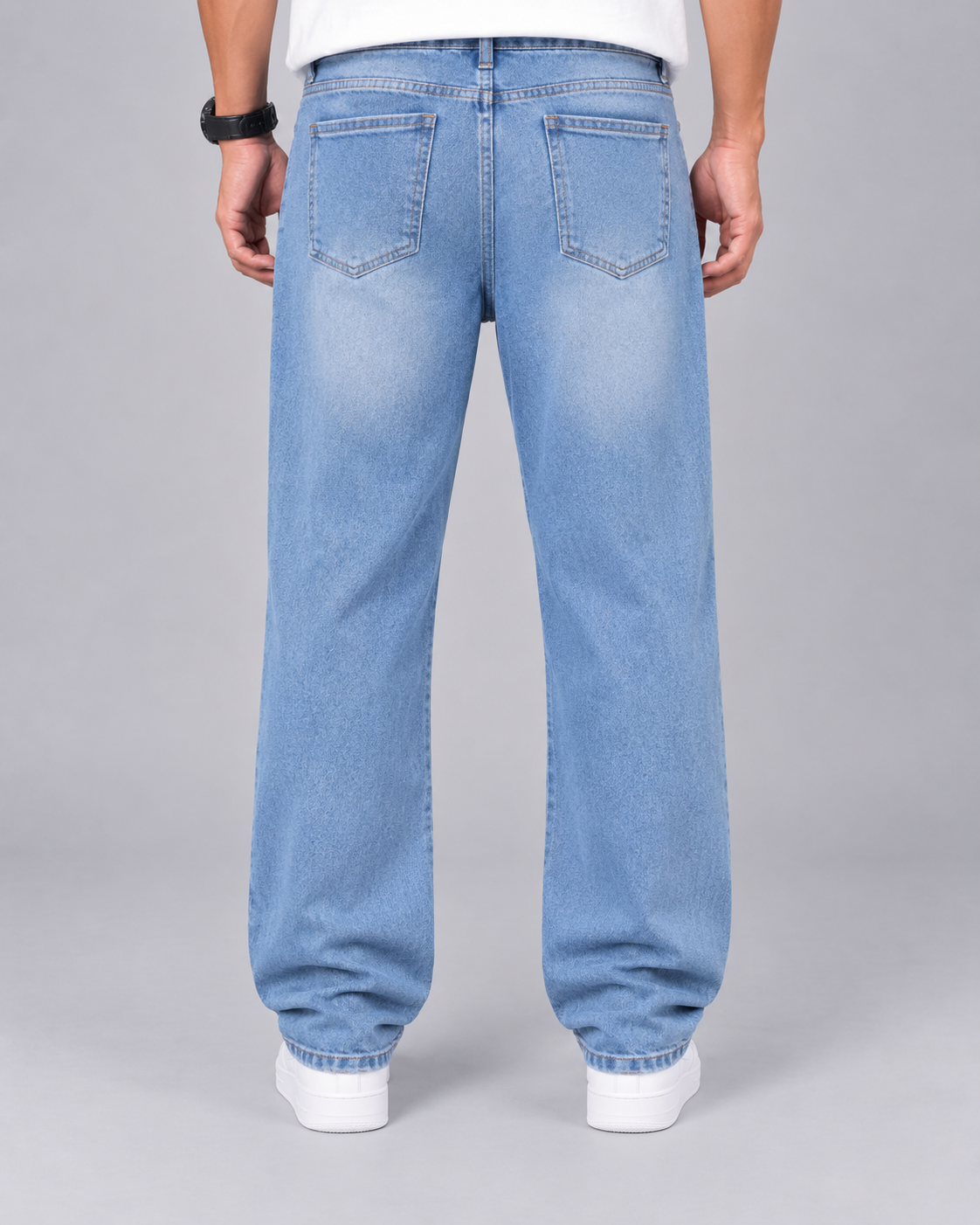 Men's Straight Leg Washed Denim Jeans | Loose Fit