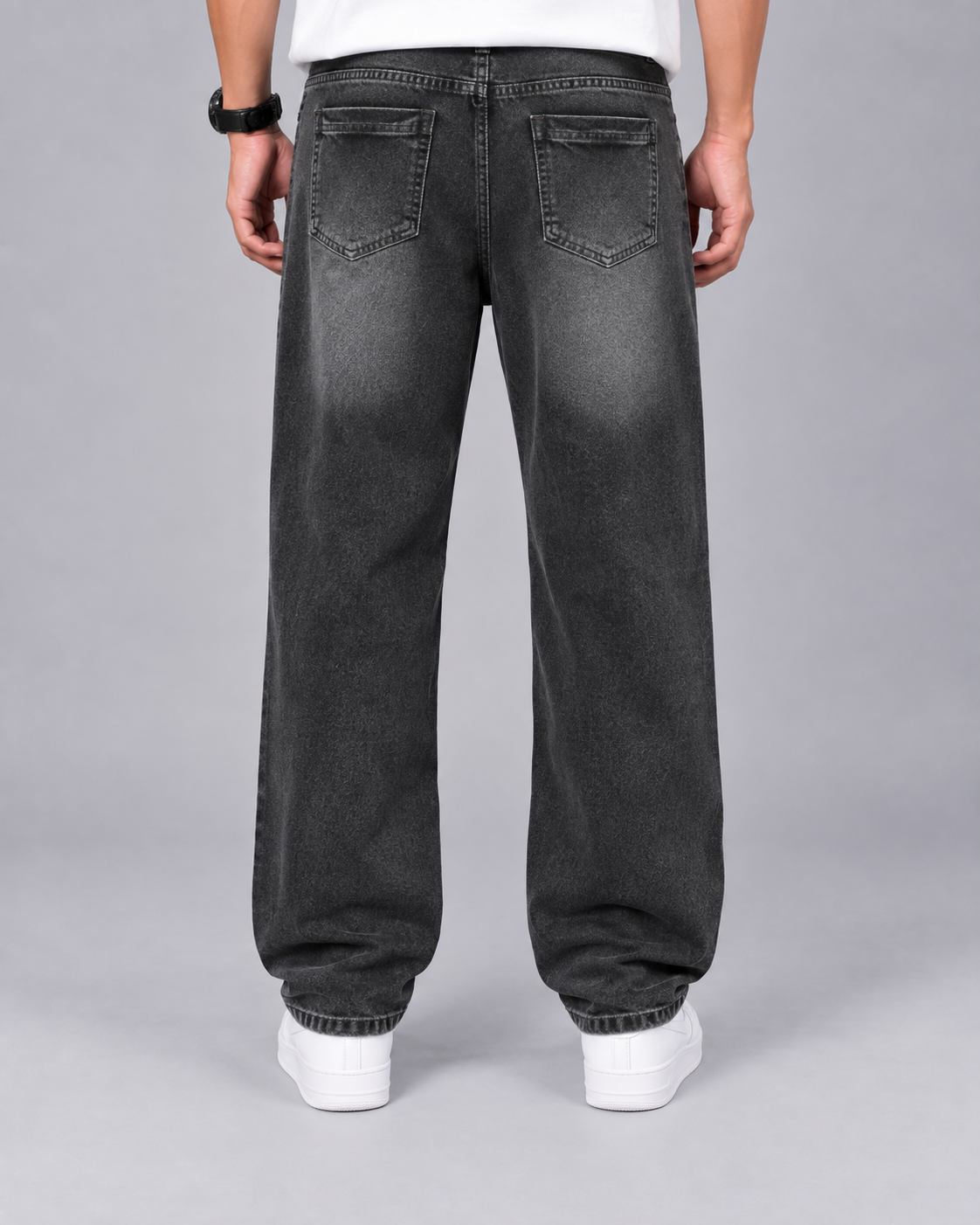 Men's Straight Leg Washed Denim Jeans | Loose Fit