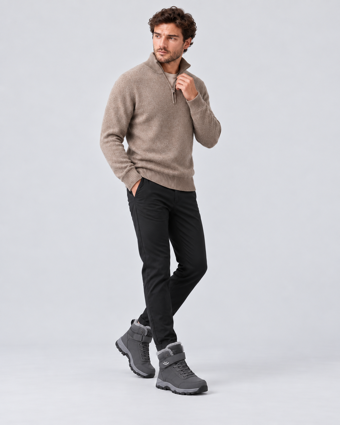 Men's Rugged Leather Winter Ankle Boots | Plush-Lined Lace-Up Shoes with Durable Grip