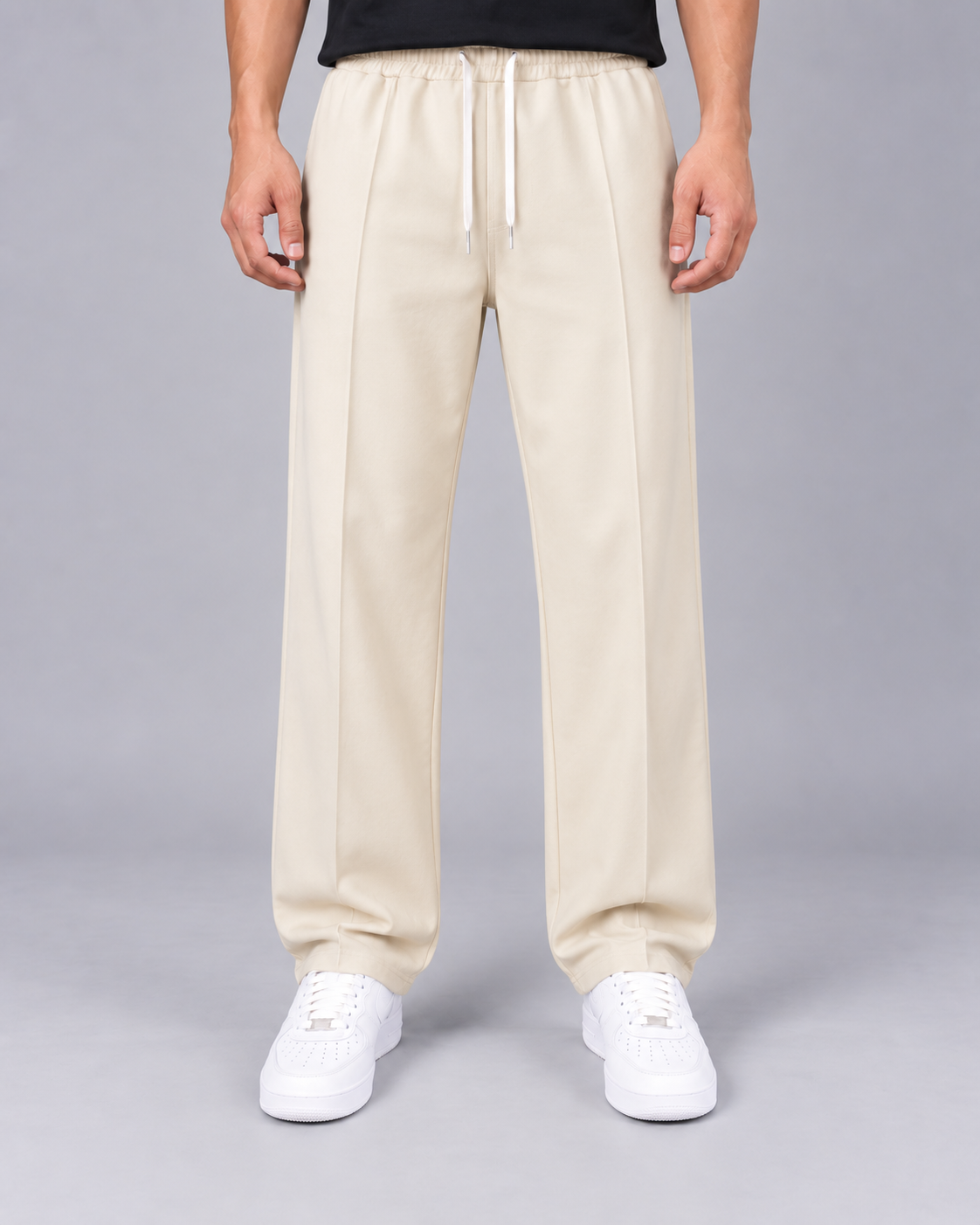 Men's Elasticated Waist Pants | Straight Leg Trousers with Relaxed Fit