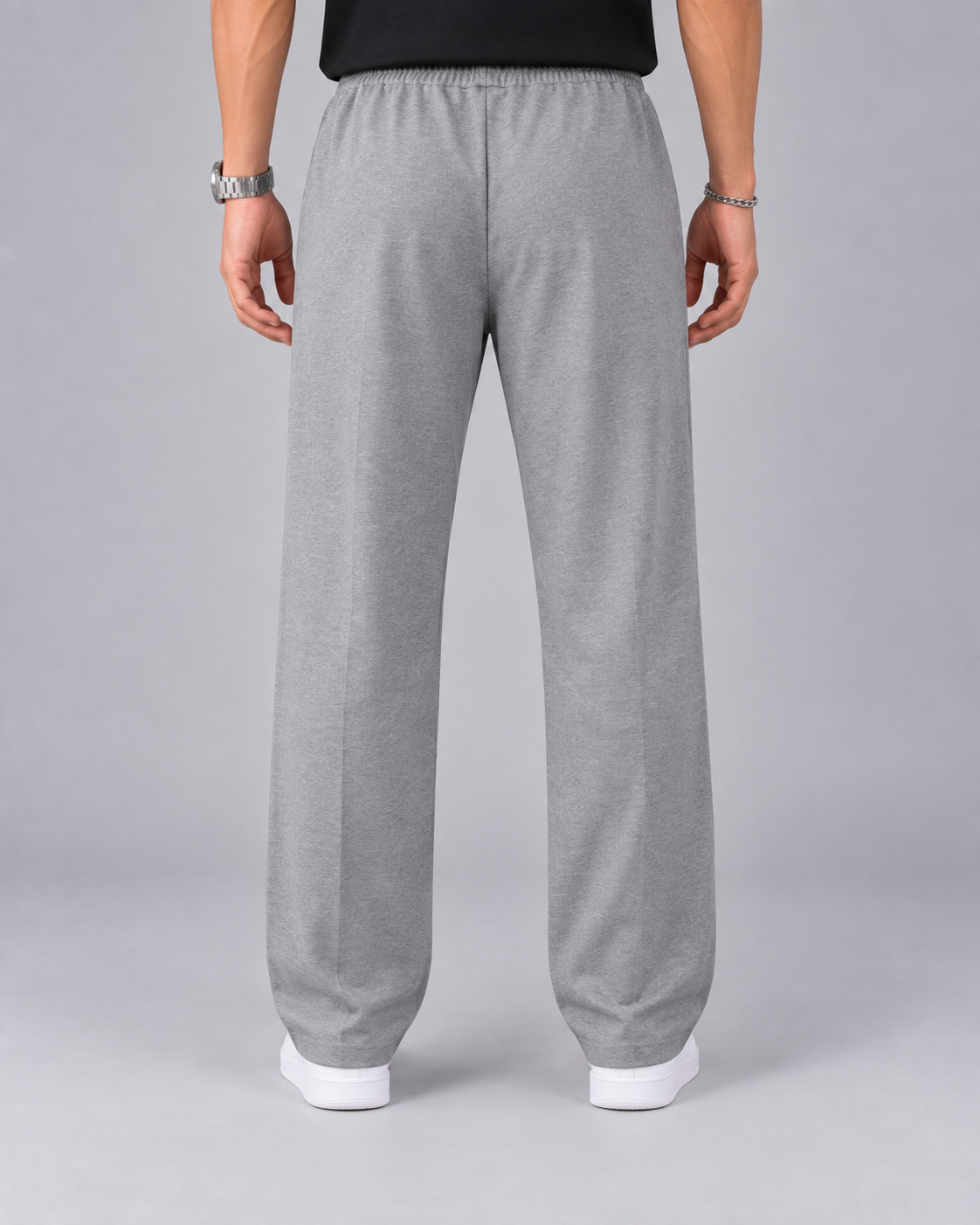 Men's Elasticated Waist Pants | Straight Leg Trousers with Relaxed Fit