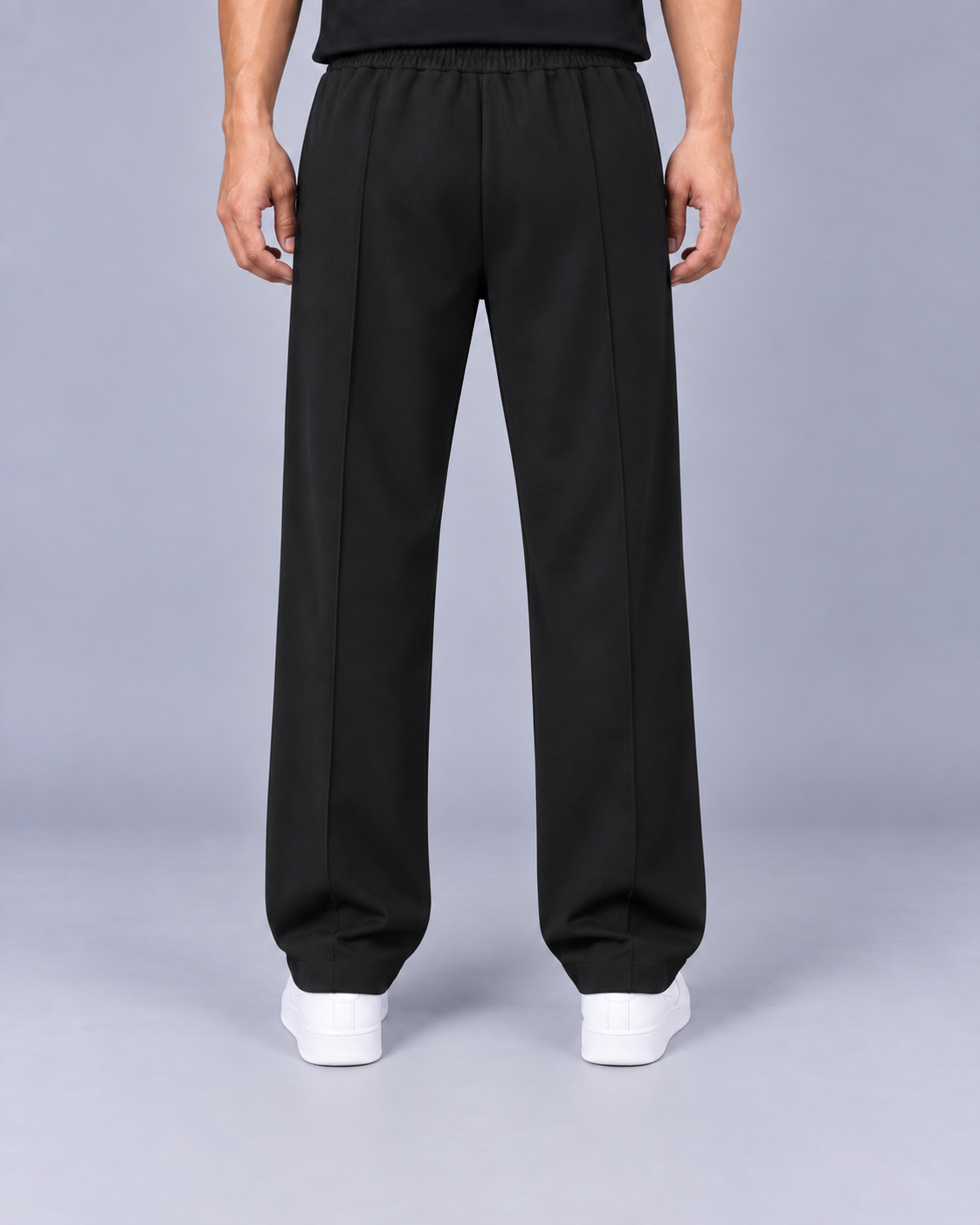 Men's Elasticated Waist Pants | Straight Leg Trousers with Relaxed Fit