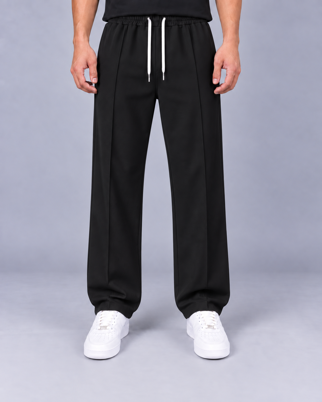 Men's Elasticated Waist Pants | Straight Leg Trousers with Relaxed Fit