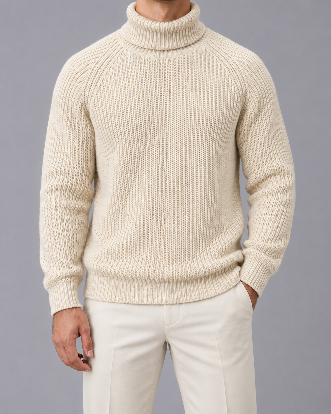 Men's Chunky Knit Turtleneck Sweater | Cozy Relaxed Fit Winter Jumper