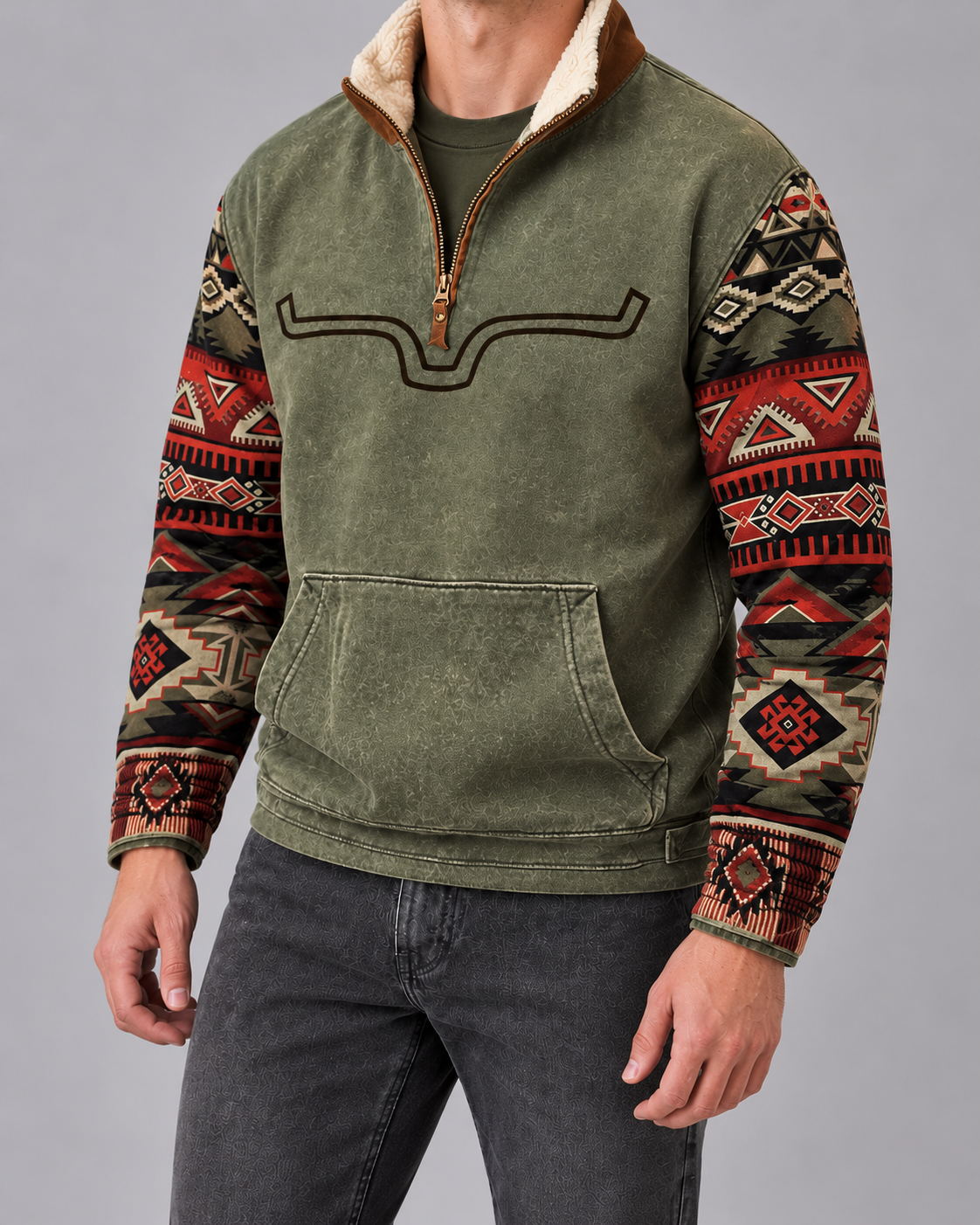 Men's Fleece-Lined Quarter Zip Pullover Sweater