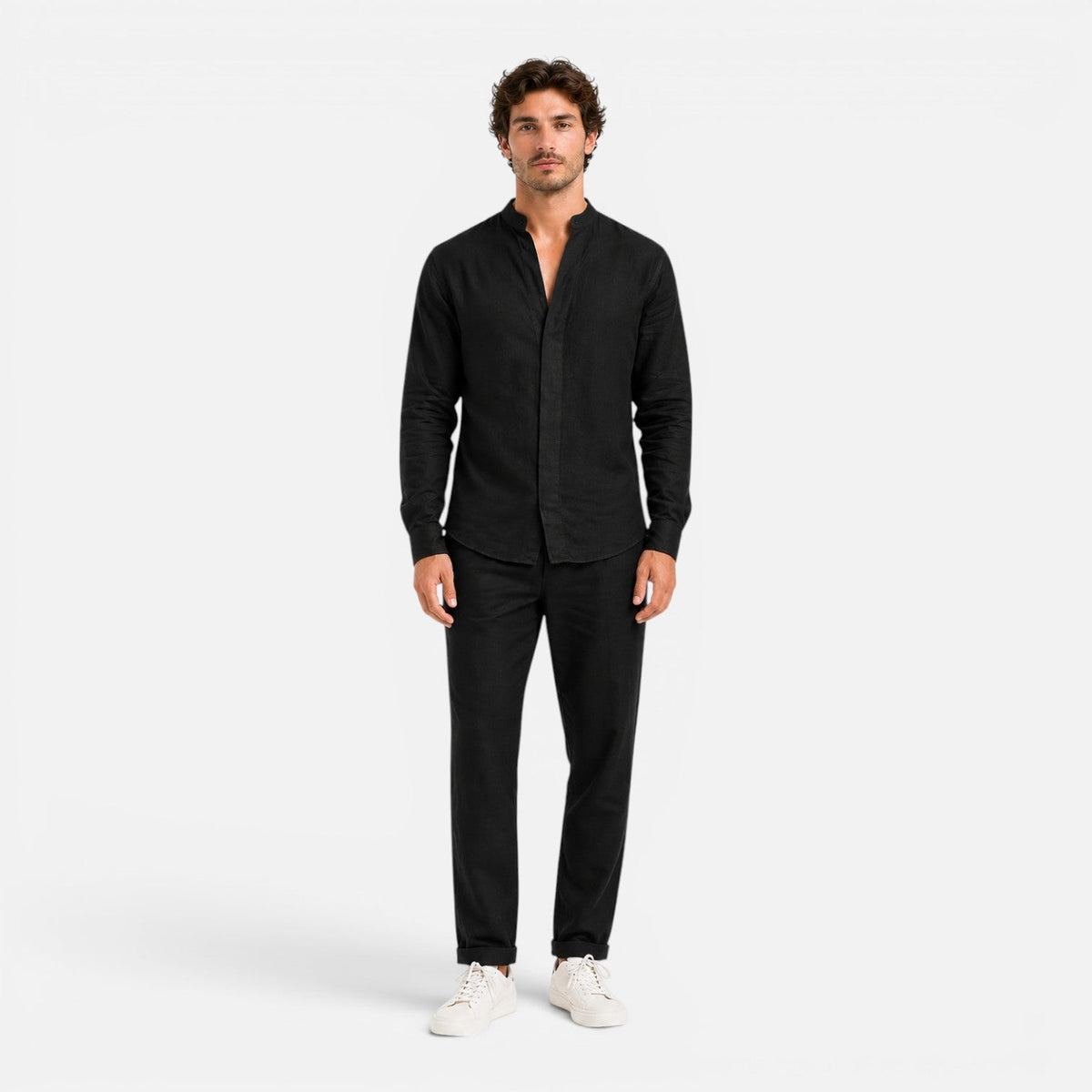 Men’s Linen Set Relaxed Fit Matching Shirt and Pants