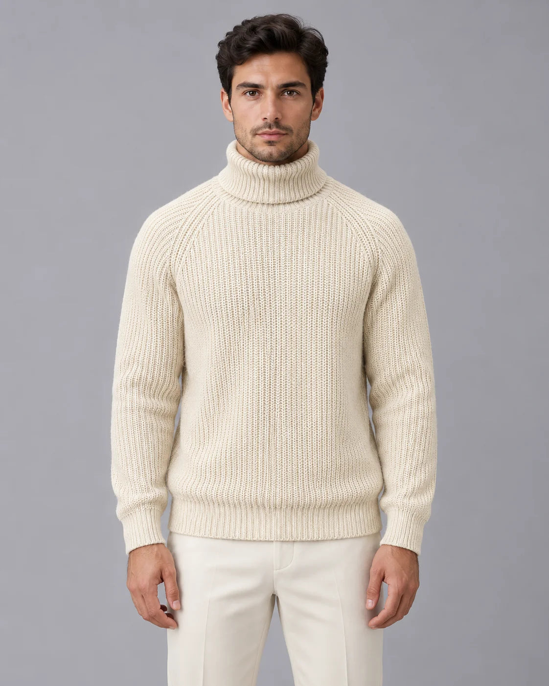 Men's Chunky Knit Turtleneck Sweater | Cozy Relaxed Fit Winter Jumper 1
