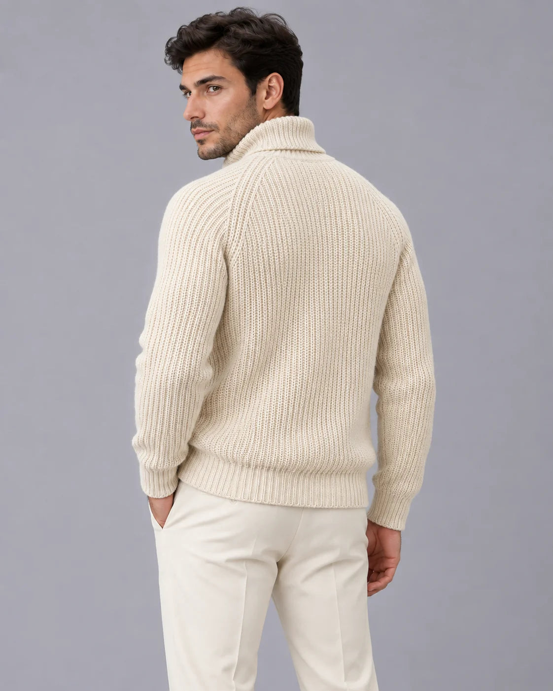 Men's Chunky Knit Turtleneck Sweater | Cozy Relaxed Fit Winter Jumper 3