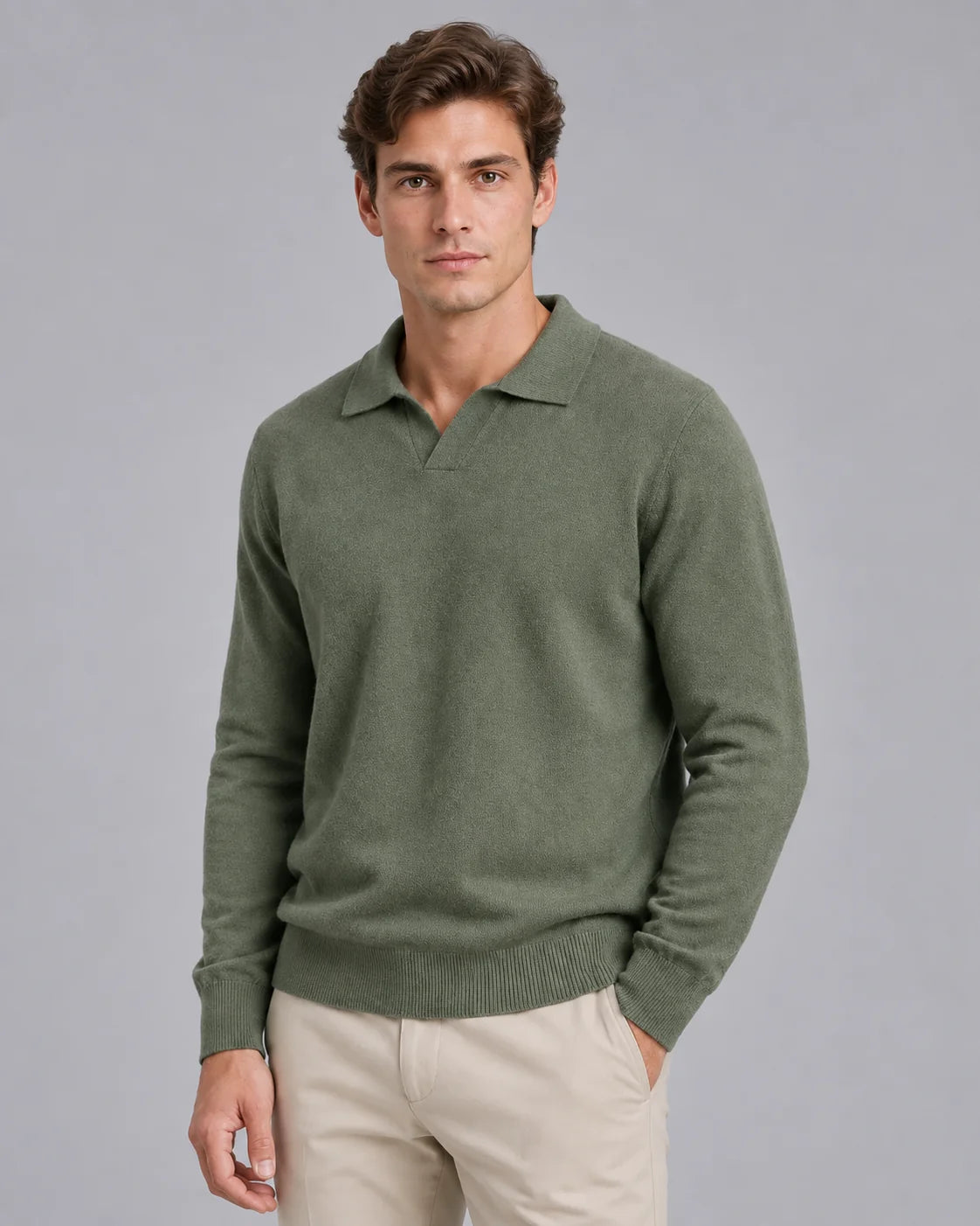 Men's Lightweight Knit Polo Shirt | Stylish Open-Collar Smart-Casual Top 0