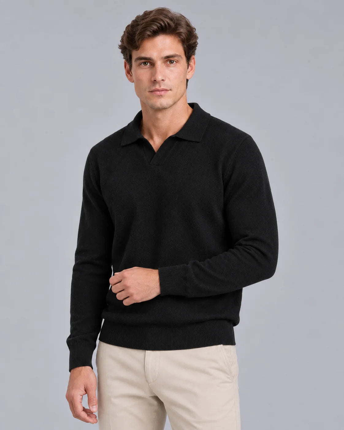 Men's Lightweight Knit Polo Shirt | Stylish Open-Collar Smart-Casual Top 4