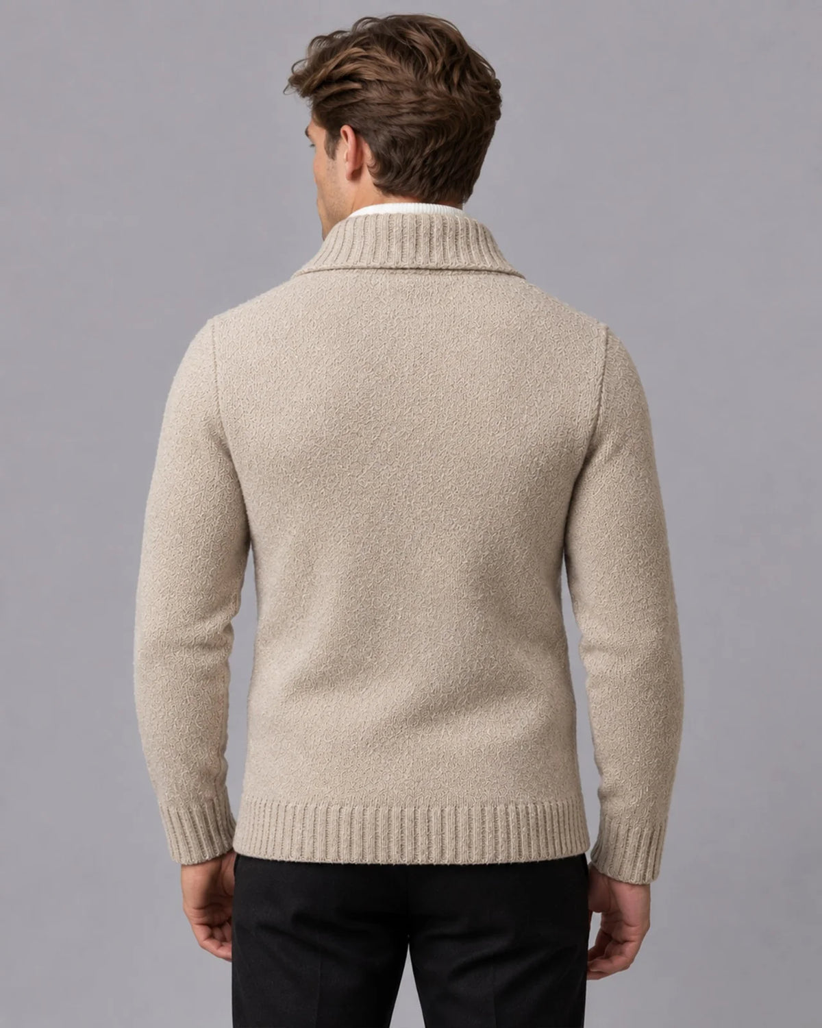 Men's Wool Shawl Collar Cardigan | Stylish Double-Breasted Knit Layer 1