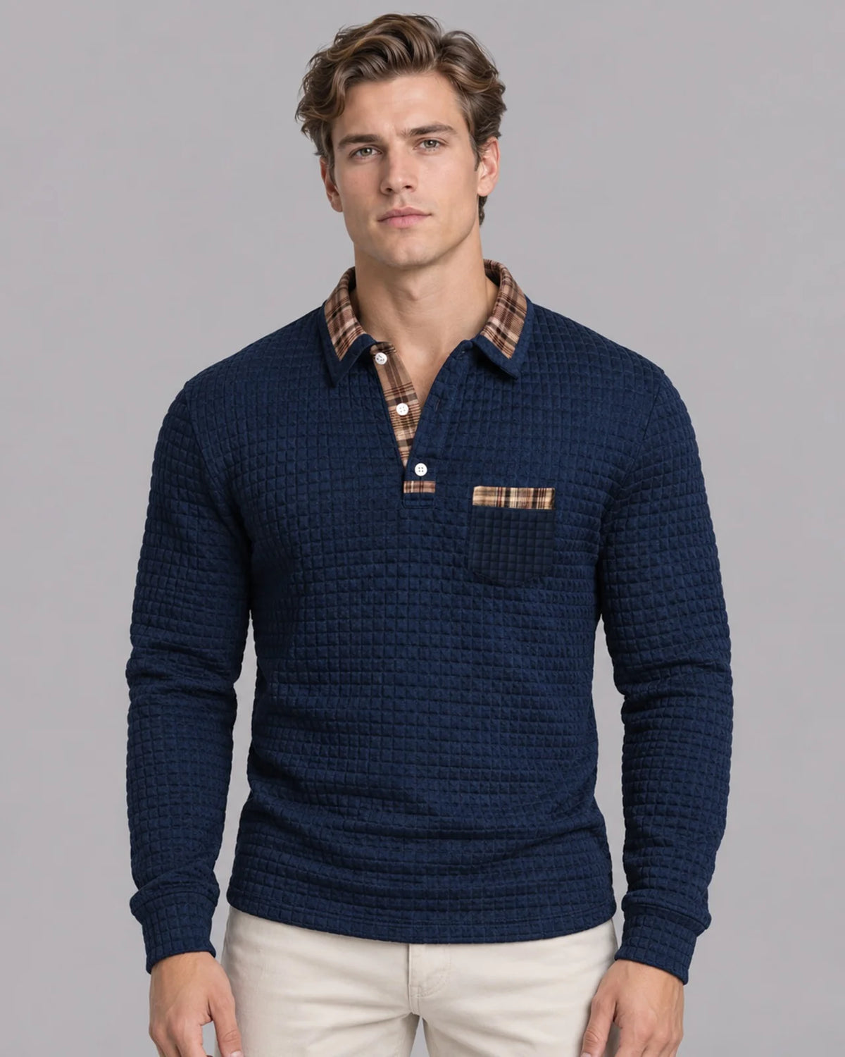 Stripecraft | Stylish Structured Long Sleeve Men's Polo Shirt 0