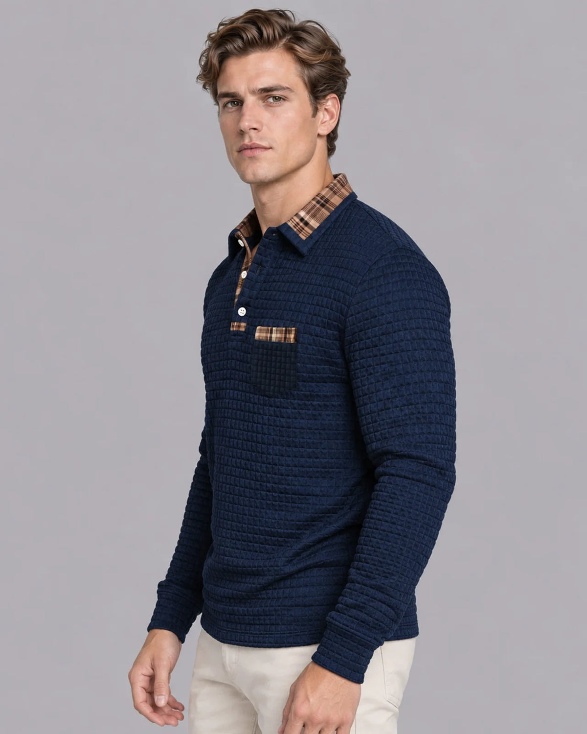 Stripecraft | Stylish Structured Long Sleeve Men's Polo Shirt 1
