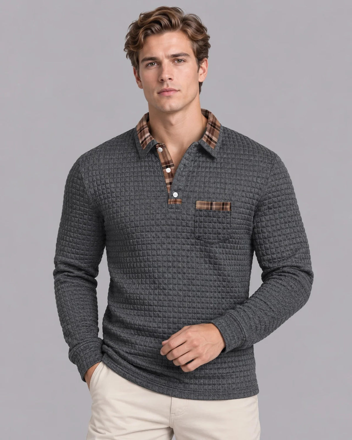 Stripecraft | Stylish Structured Long Sleeve Men's Polo Shirt 3