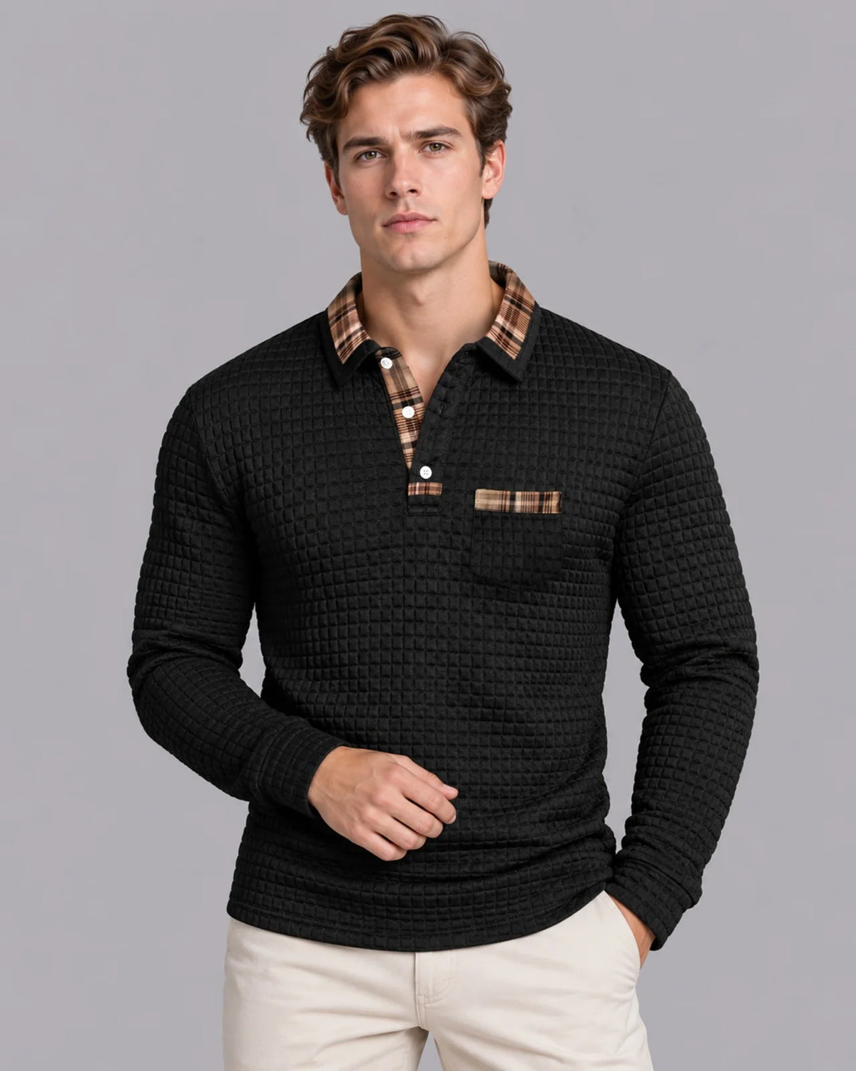 Stripecraft | Stylish Structured Long Sleeve Men's Polo Shirt 4