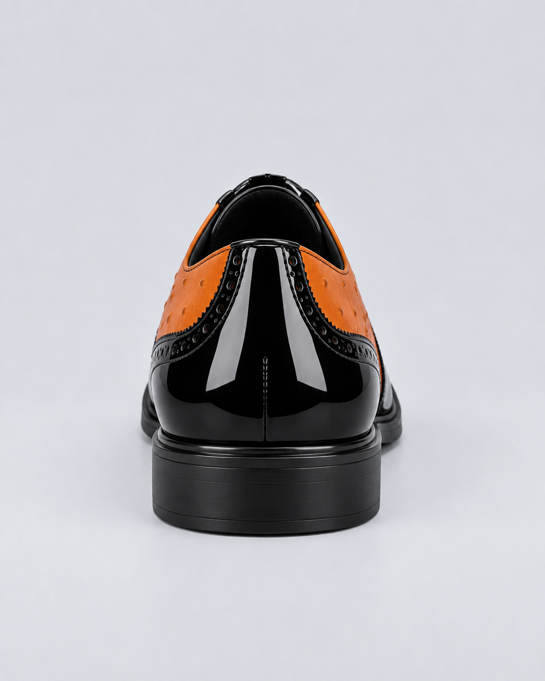 Men's Genuine Ostrich Leather Oxford Shoes | Elegant Brogued Detail with Side Zip Closure