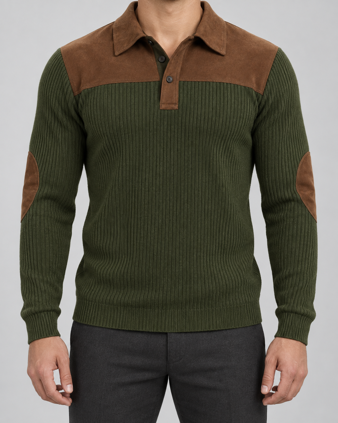 Men's Half-Zip Jacquard Knit Jumper – Striped Stand Collar Pullover