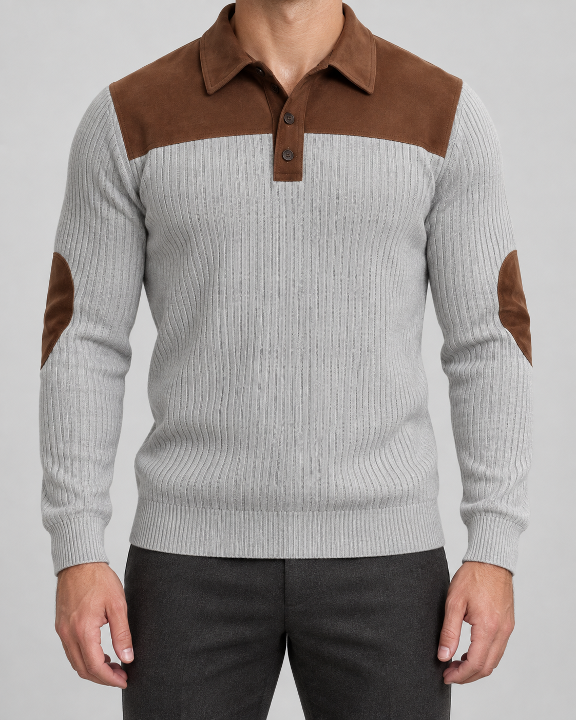 Men's Half-Zip Jacquard Knit Jumper – Striped Stand Collar Pullover