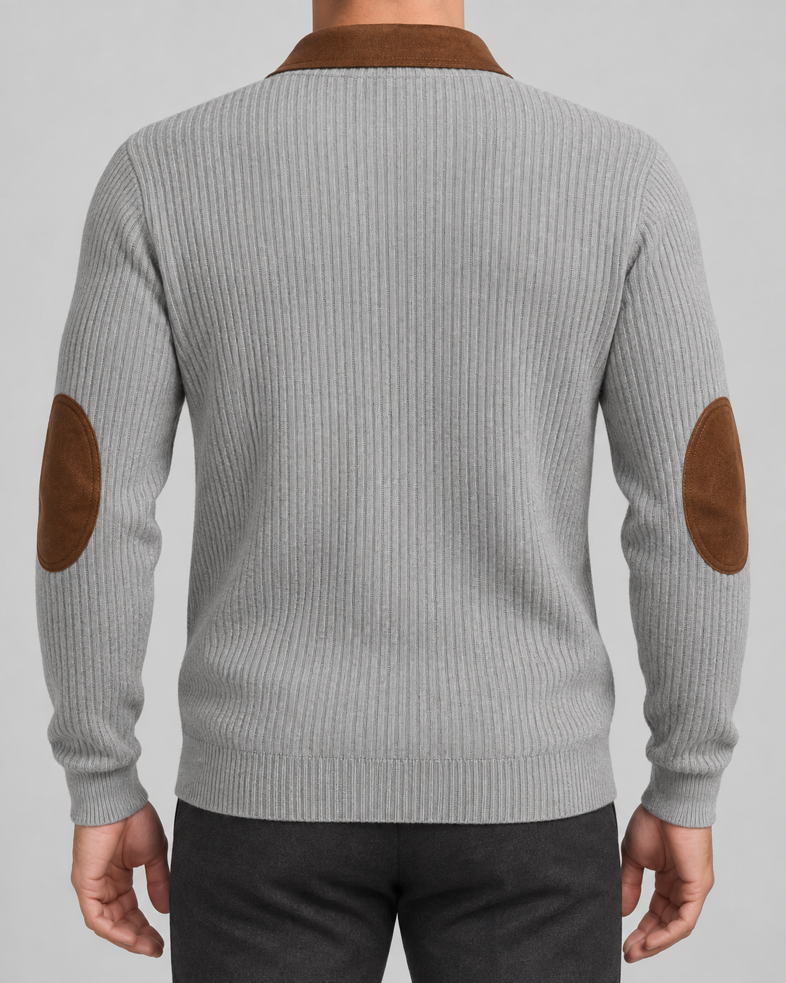 Men's Half-Zip Jacquard Knit Jumper – Striped Stand Collar Pullover