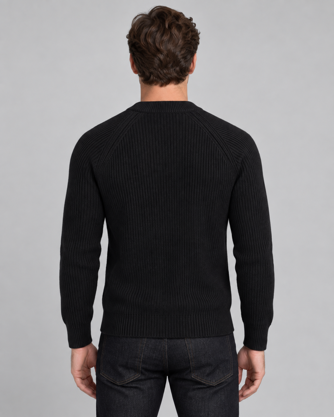 Men's Ribbed Henley Sweater - Button Placket Raglan Sleeve