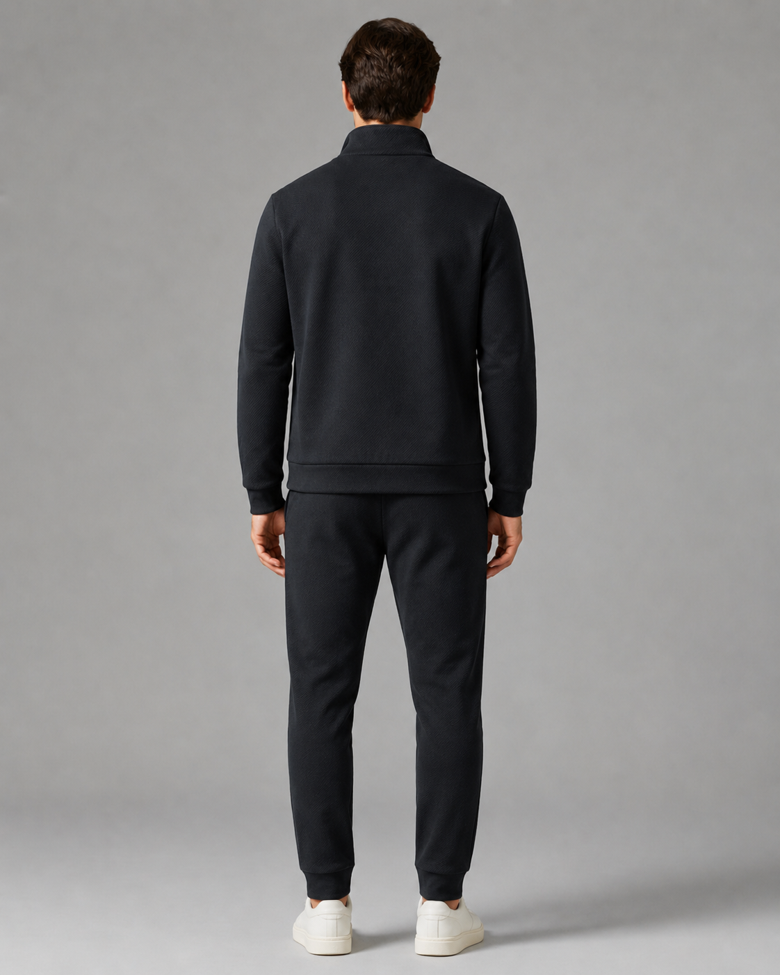 Men's Tracksuit Set - Textured Zip-Up Jacket & Joggers