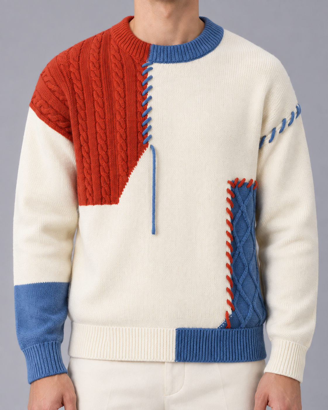 Men's Cable Knit Wool Crewneck Sweater | Soft Warm Jumper for Cool Days