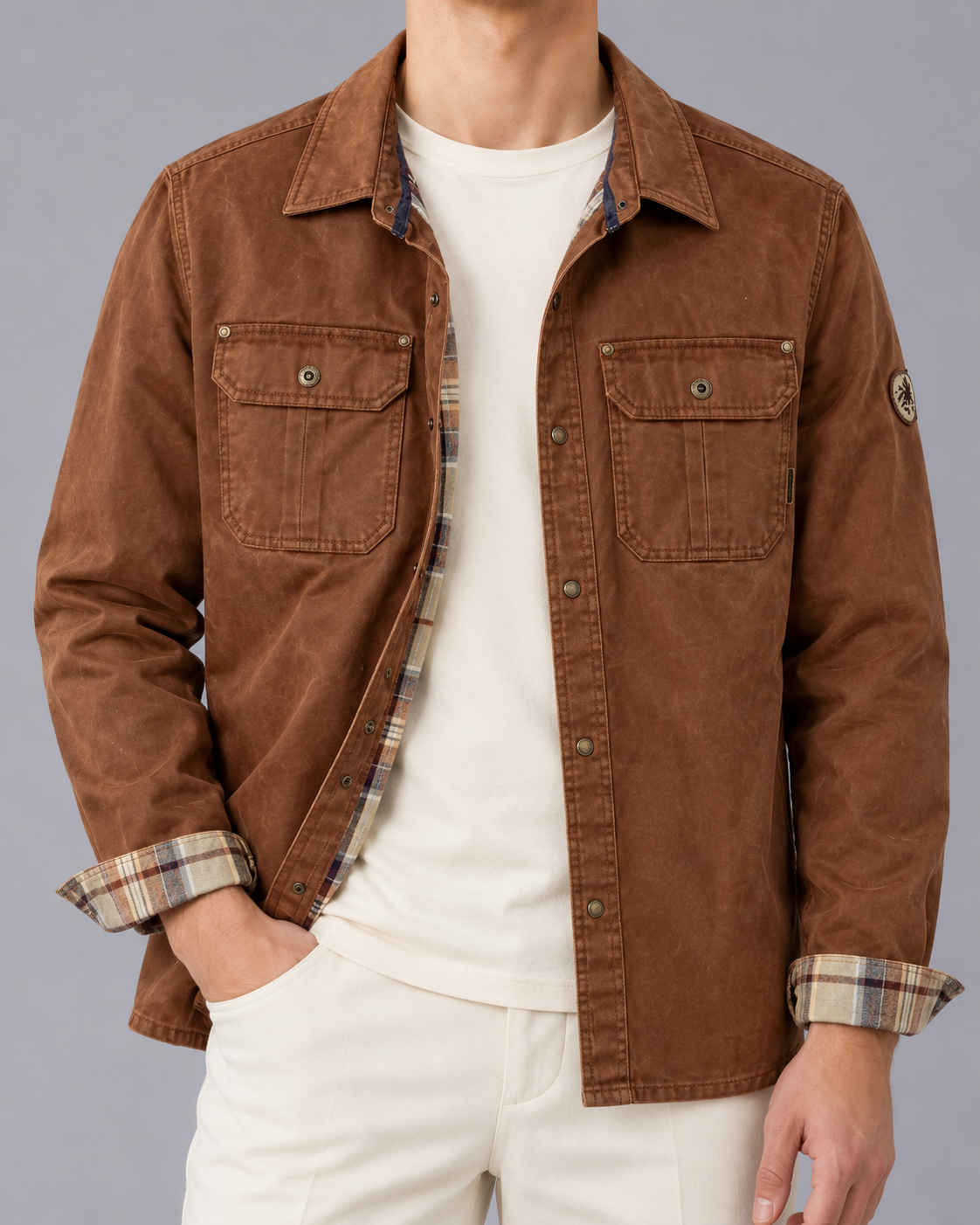 Men's Durable Waxed Cotton Jacket | Coat with Regular Fit