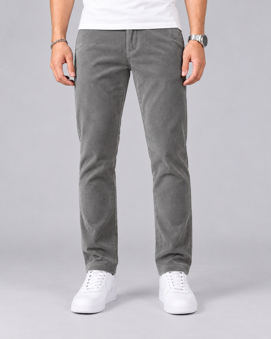 Men's Durable Corduroy Trousers | Slim Fit Casual Pants