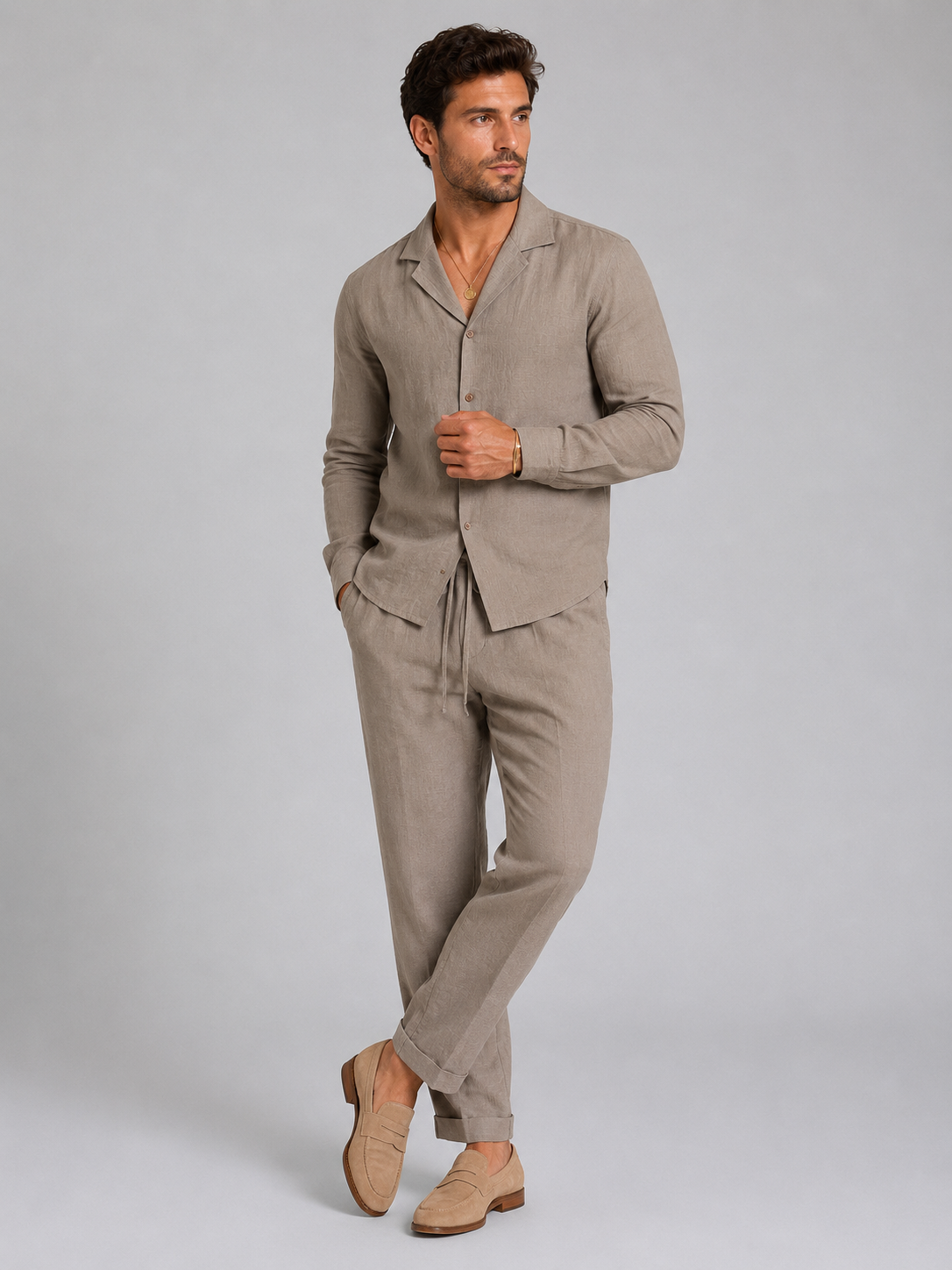 Men's Two Piece Shirt & Pants Set – Relaxed Summer Outfit