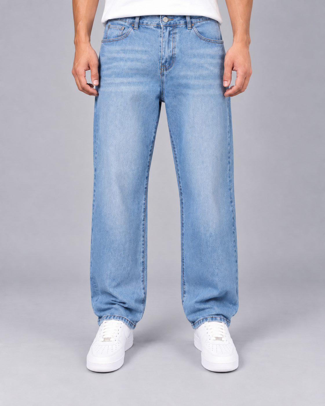Men's Straight Leg Washed Denim Jeans | Loose Fit