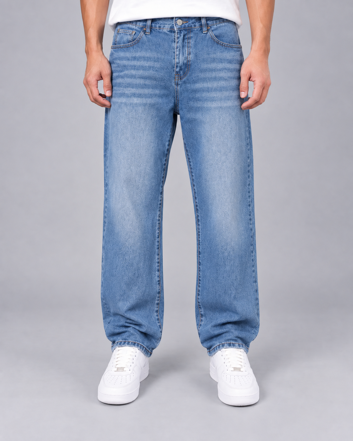 Men's Straight Leg Washed Denim Jeans | Loose Fit