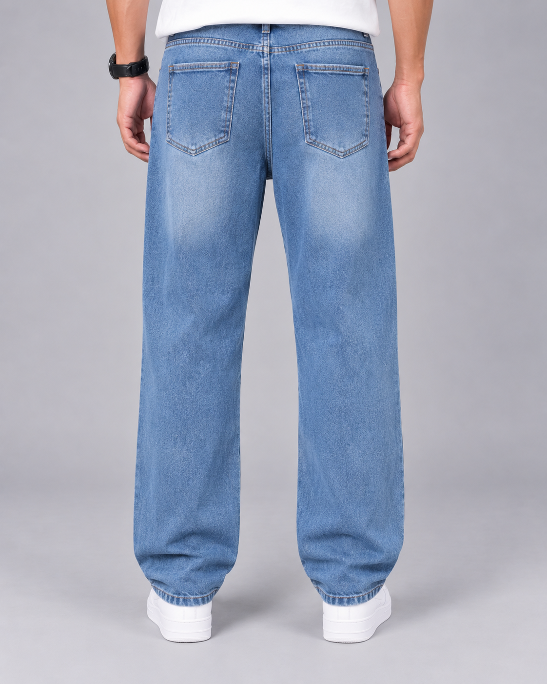 Men's Straight Leg Washed Denim Jeans | Loose Fit
