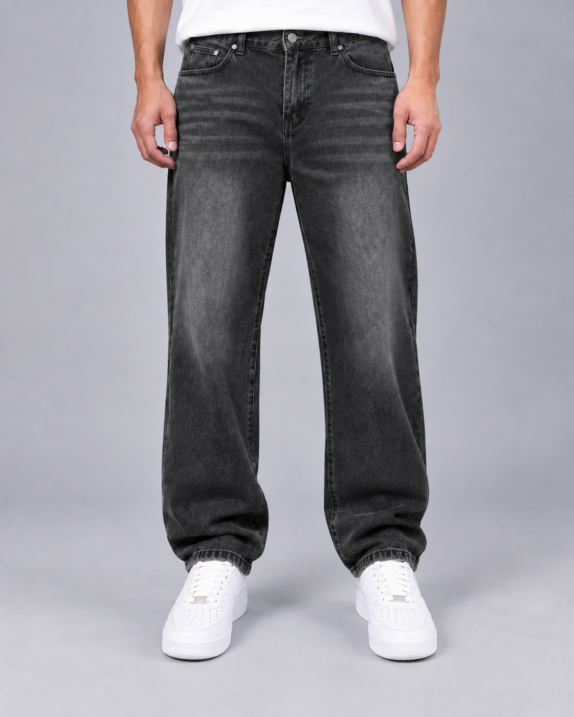 Men's Straight Leg Washed Denim Jeans | Loose Fit