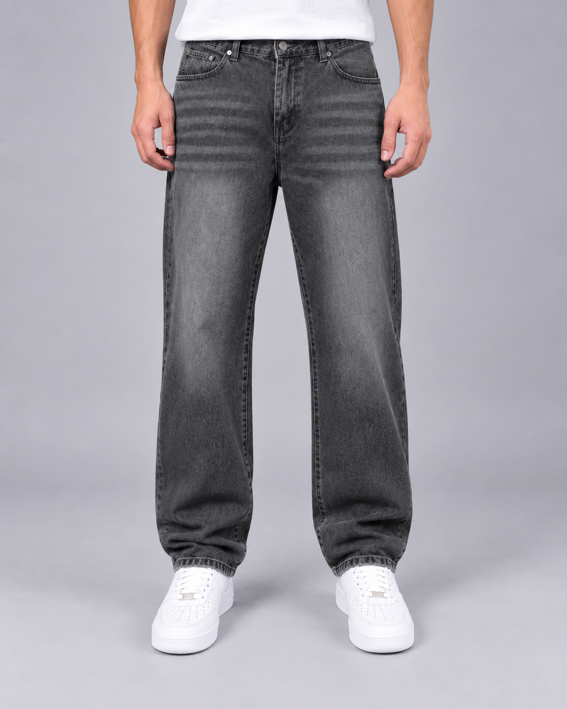Men's Straight Leg Washed Denim Jeans | Loose Fit
