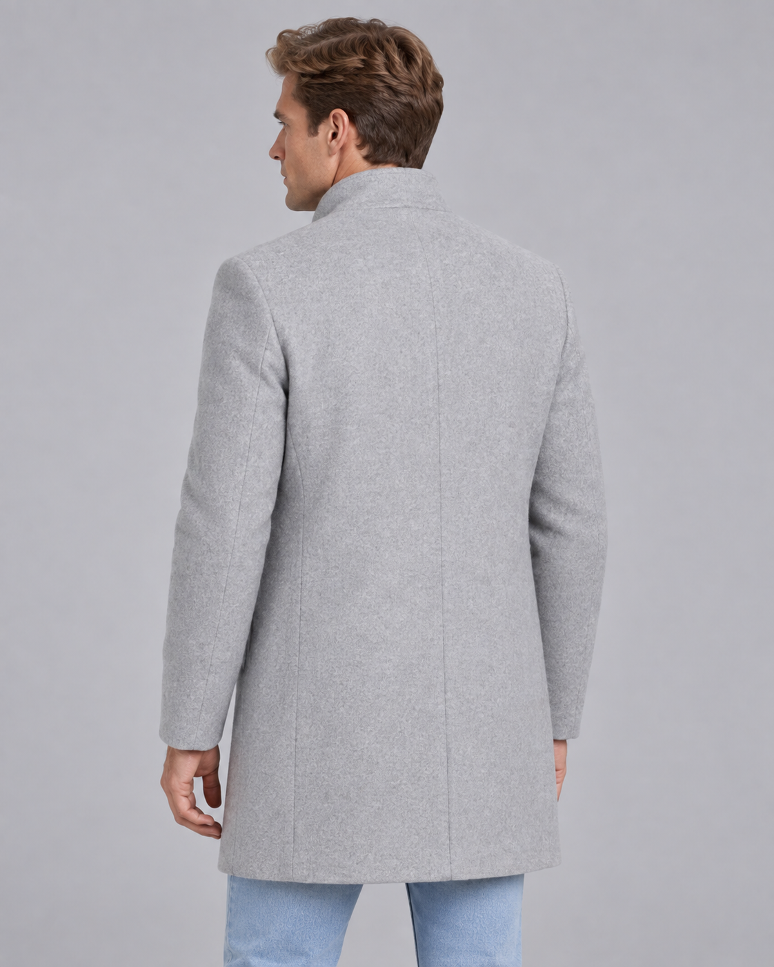 Men's Stand Collar Wool Overcoat | Single-Breasted Tailored
