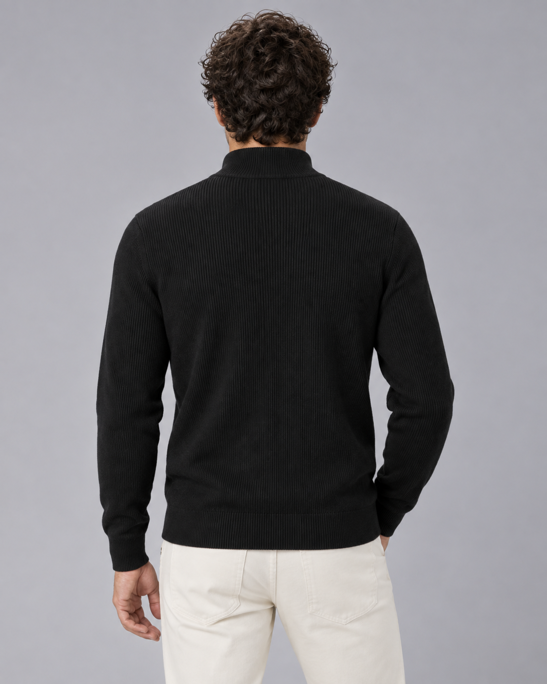Men's Full-Zip Knit Cardigan | Stand Collar