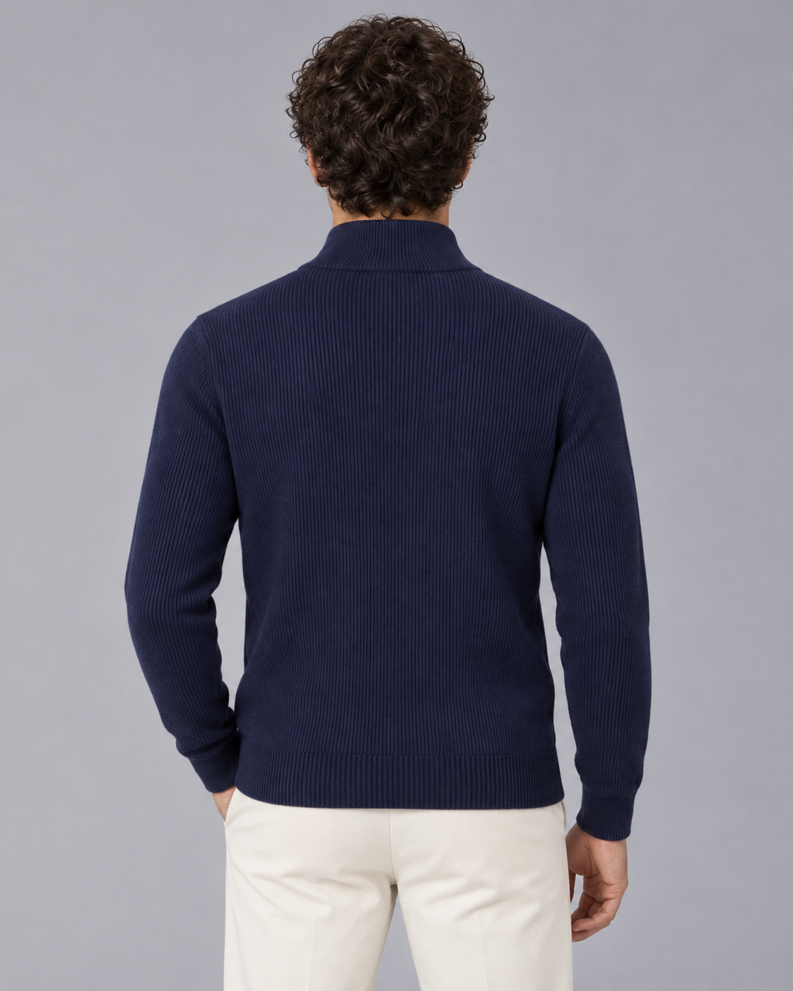 Men's Full-Zip Knit Cardigan | Stand Collar