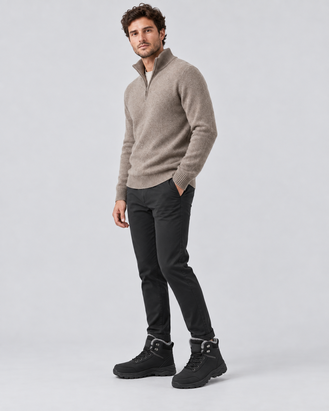 Men's Winter Ankle Boots | Plushed-Lined Collar