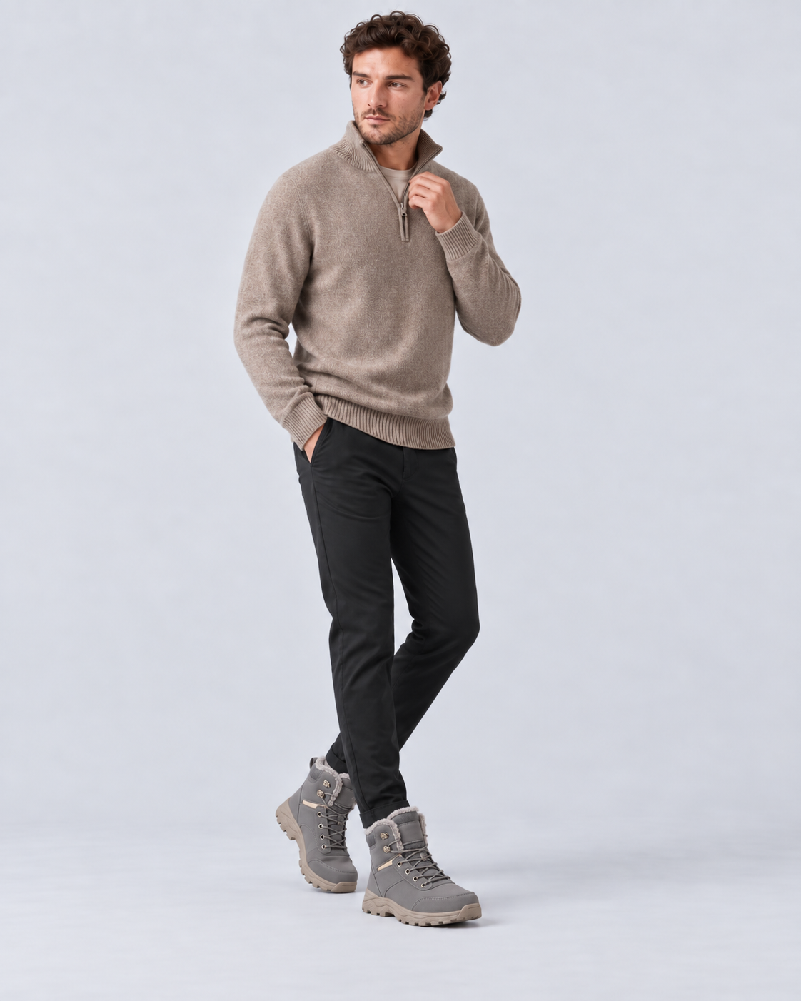 Men's Winter Ankle Boots | Plushed-Lined Collar