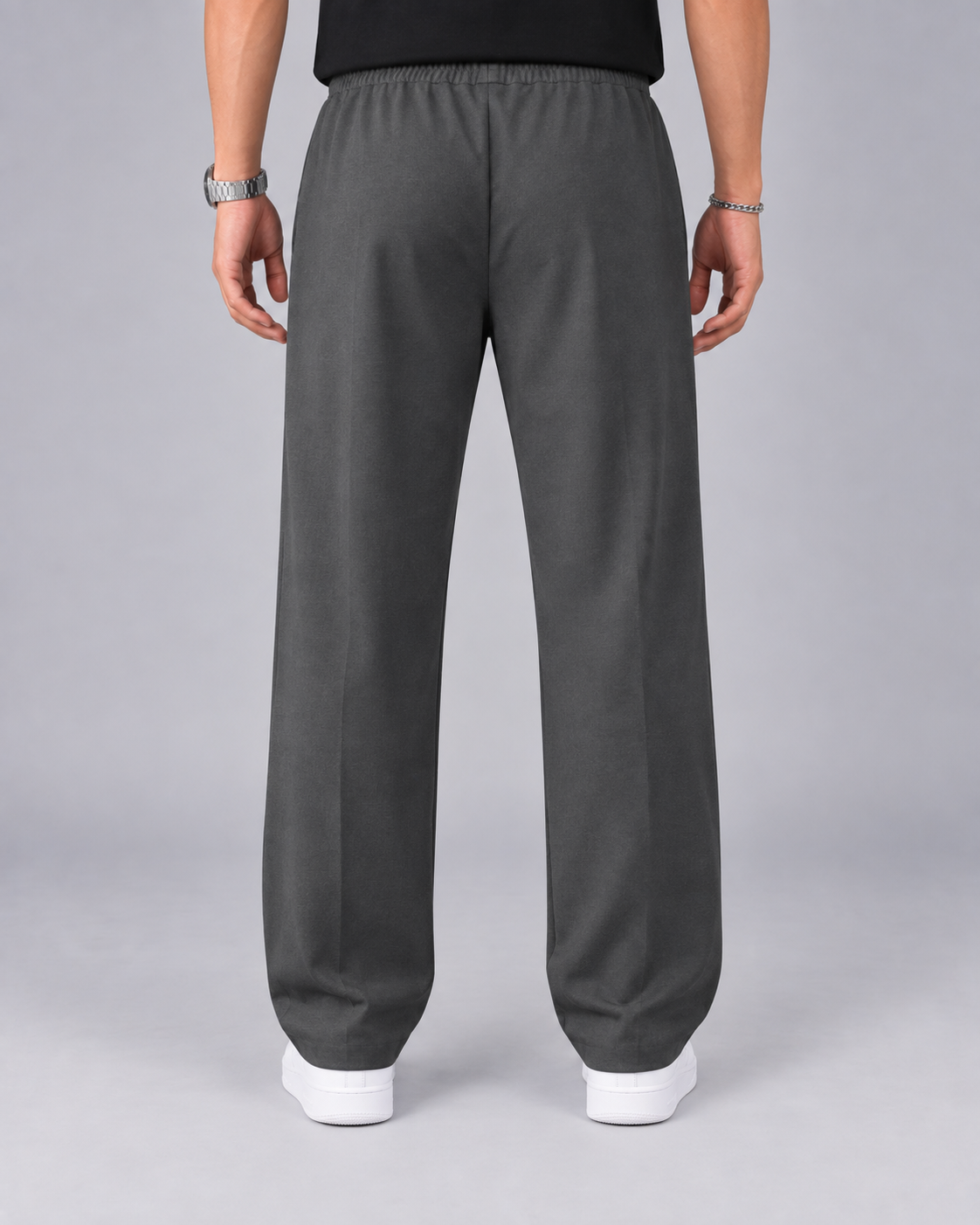 Men's Elasticated Waist Pants | Straight Leg Trousers with Relaxed Fit