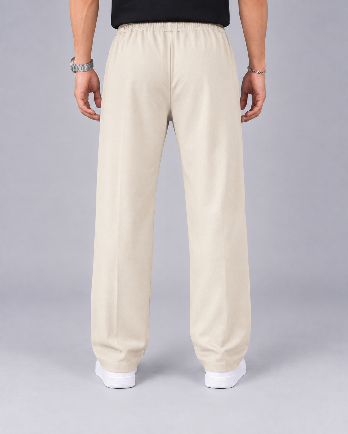 Men's Elasticated Waist Pants | Straight Leg Trousers with Relaxed Fit