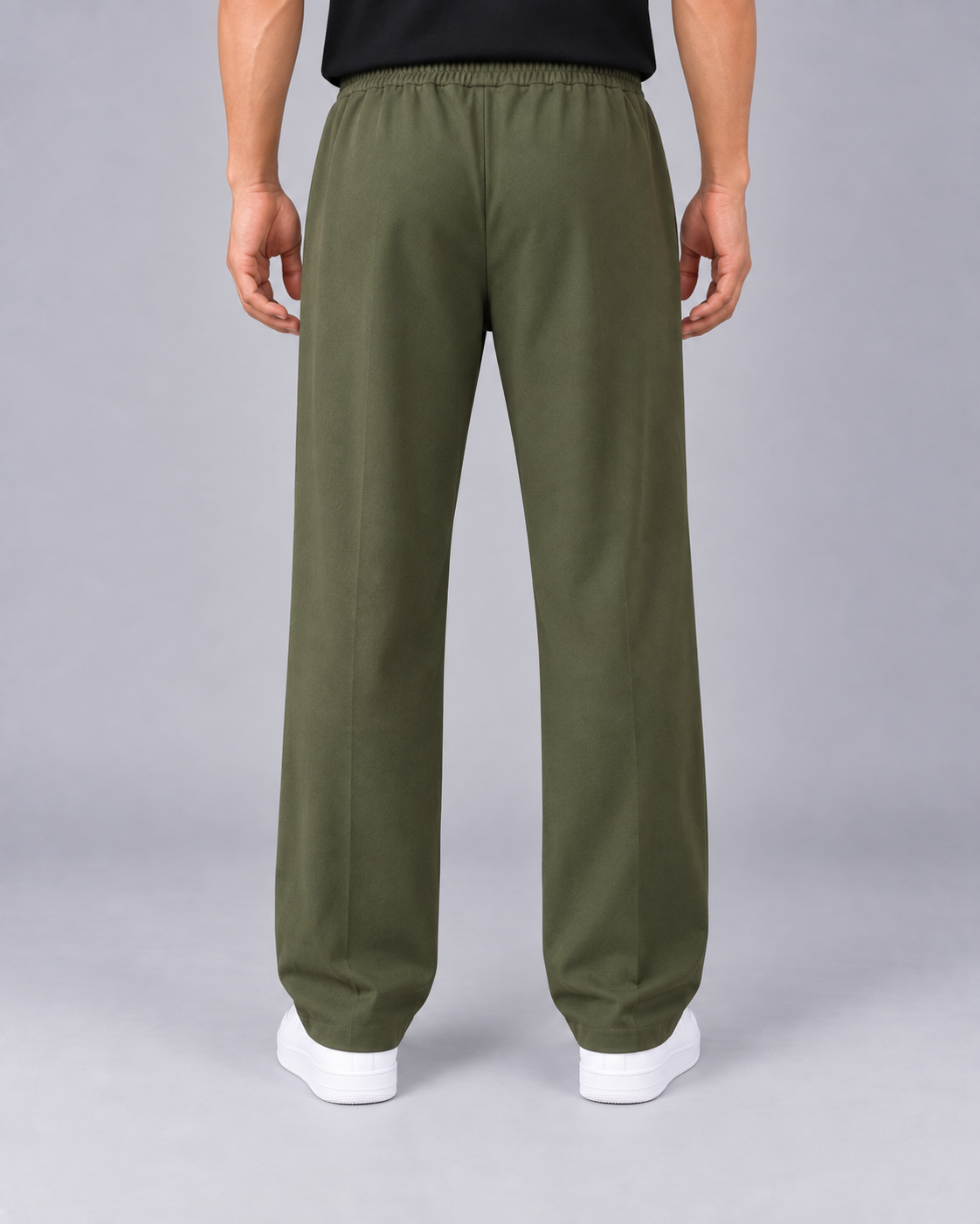 Men's Elasticated Waist Pants | Straight Leg Trousers with Relaxed Fit