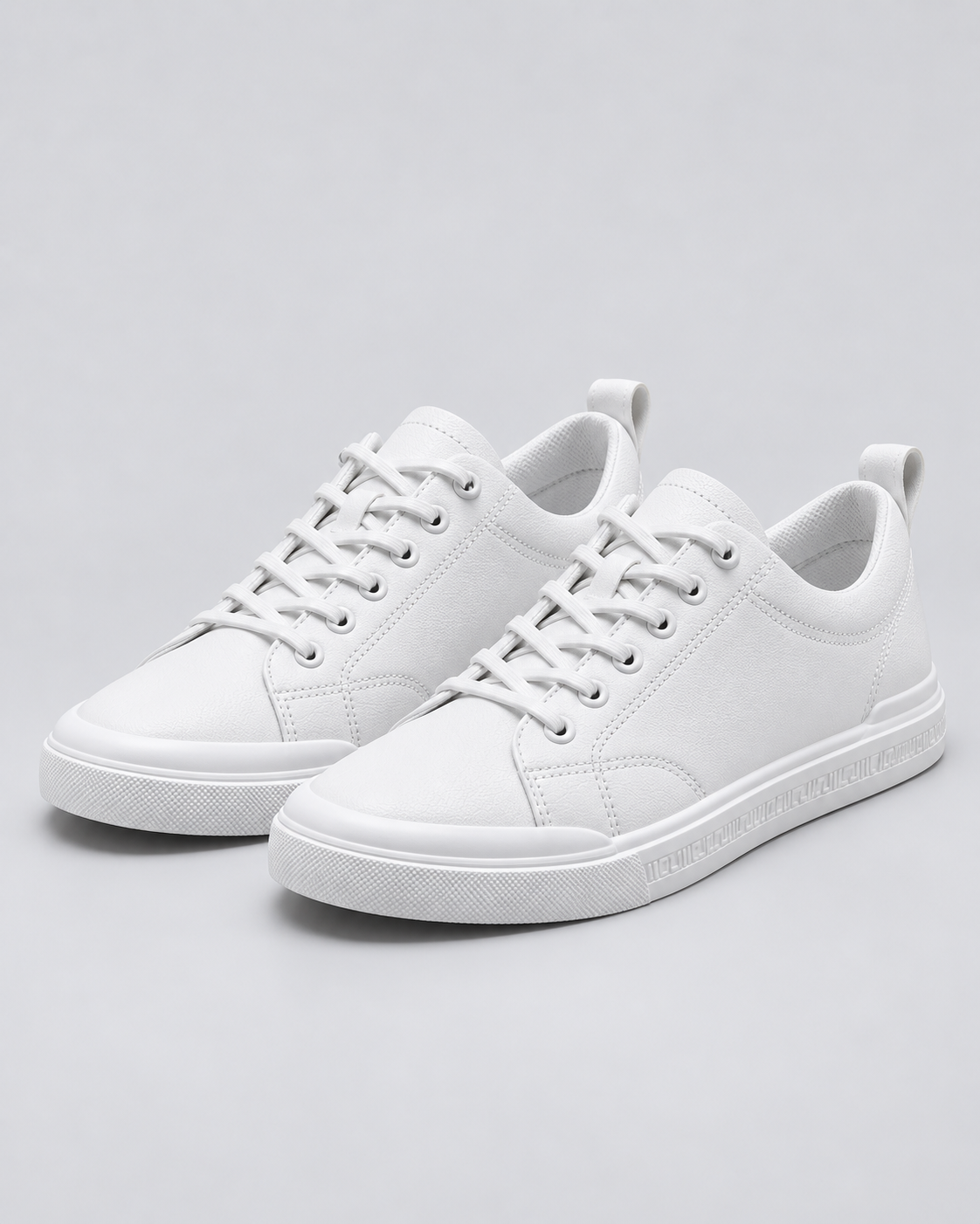 Men's Smooth Leather Sneakers | Low Top Lace-Up Shoes