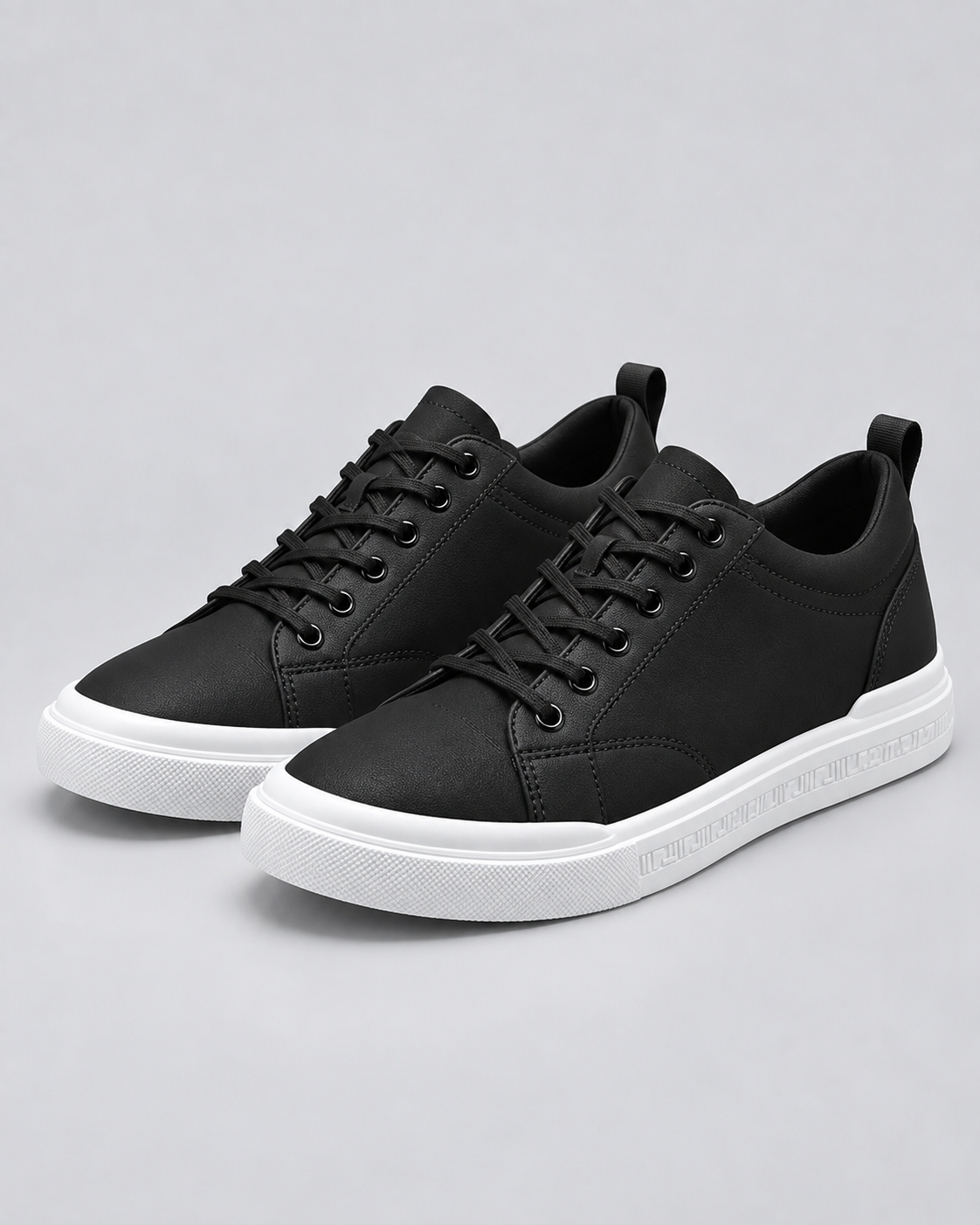 Men's Smooth Leather Sneakers | Low Top Lace-Up Shoes