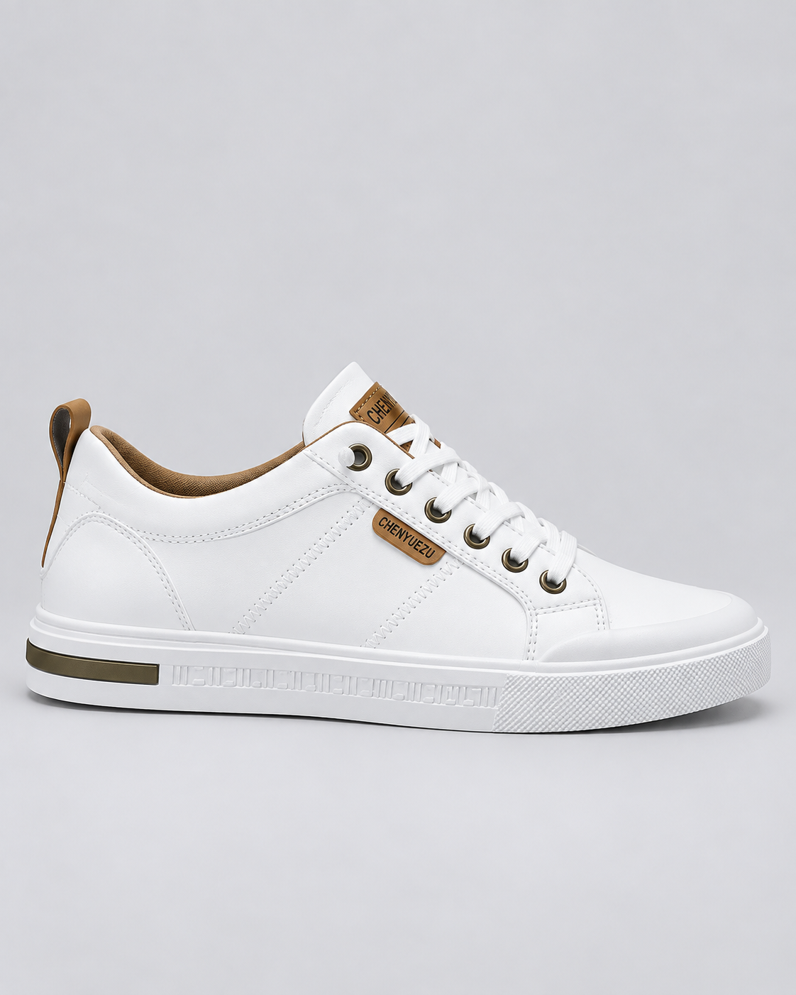 Men's Smooth Leather Sneakers | Two-Tone Casual Trainers