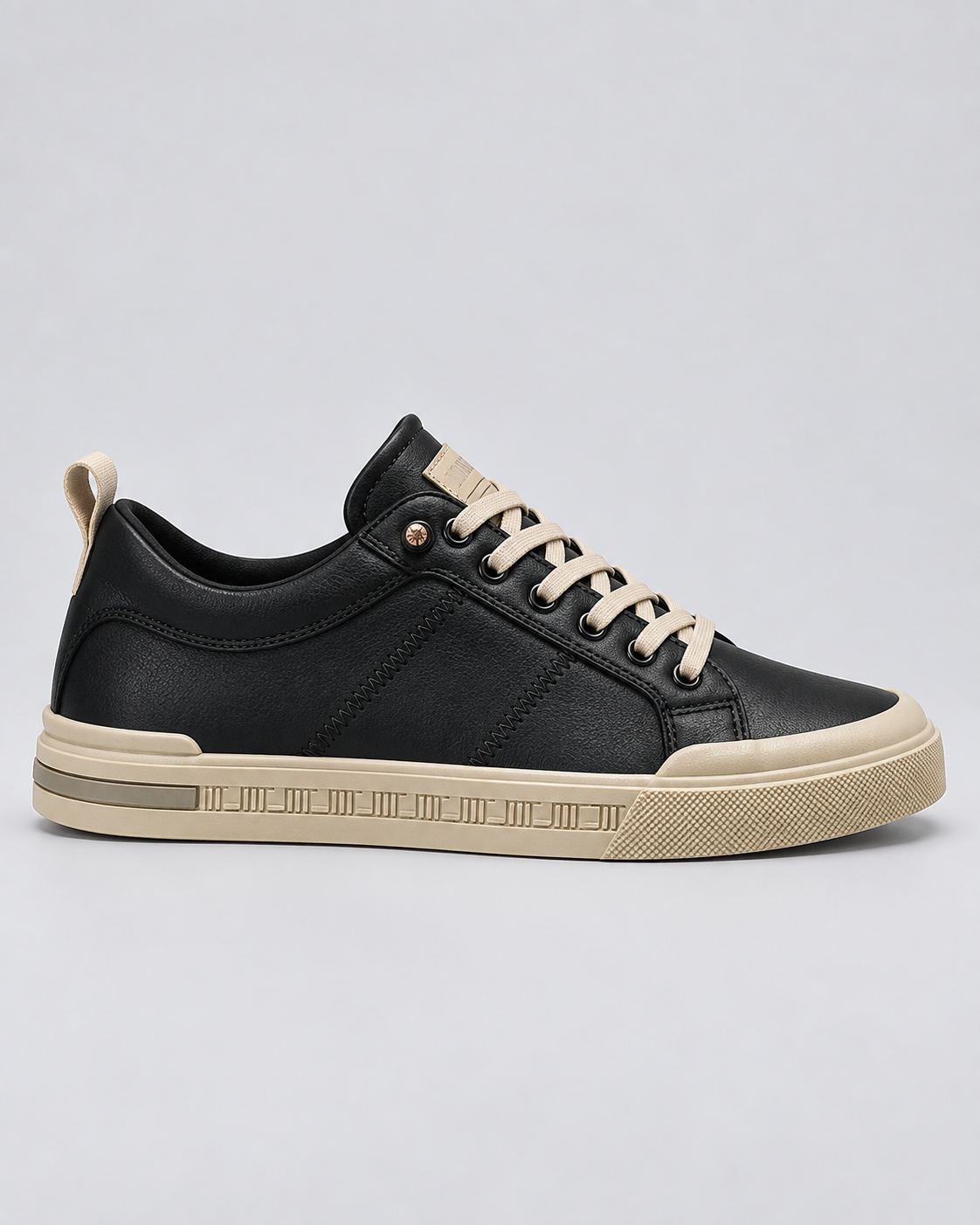 Men's Smooth Leather Sneakers | Two-Tone Casual Trainers