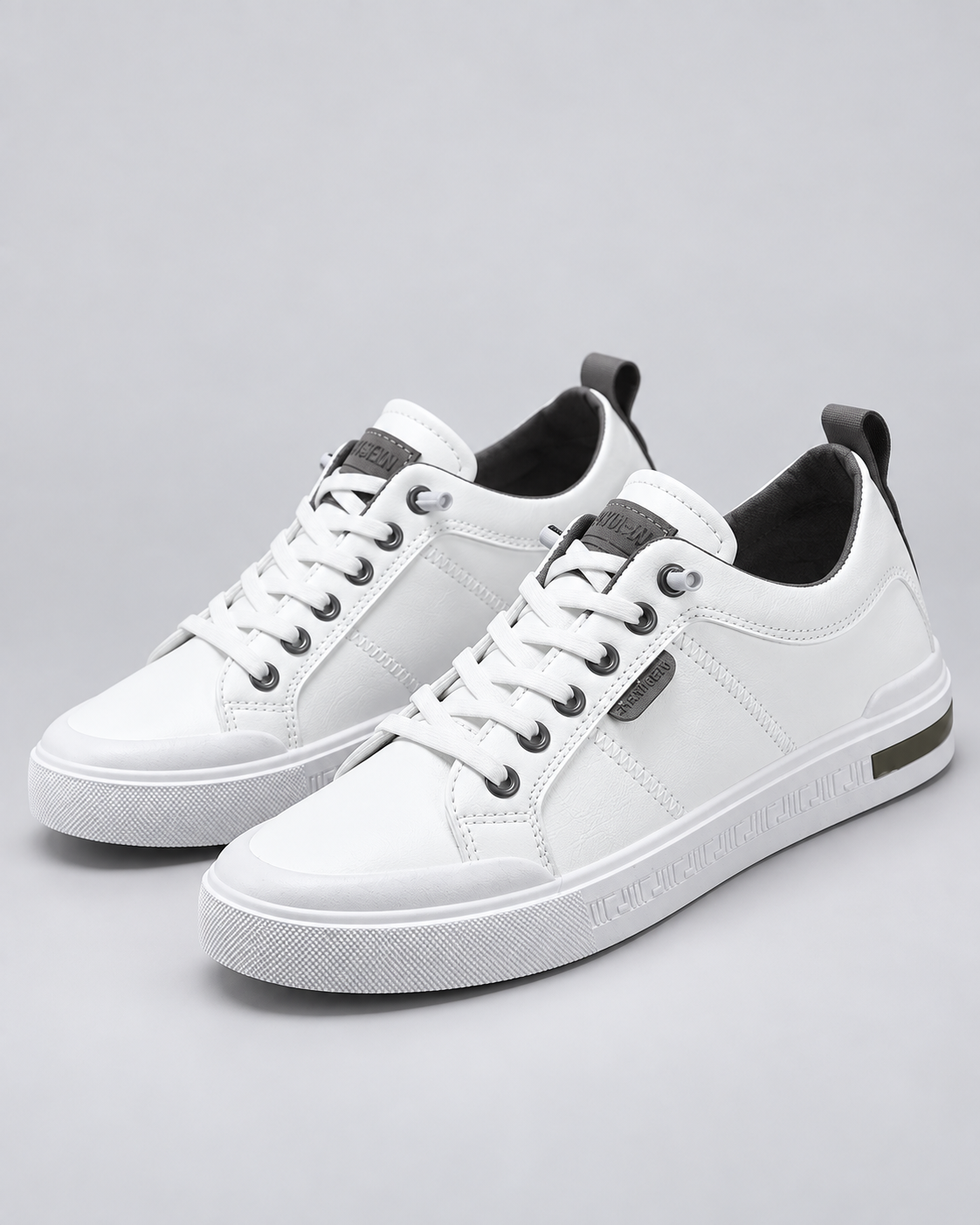 Men's Smooth Leather Sneakers | Two-Tone Casual Trainers