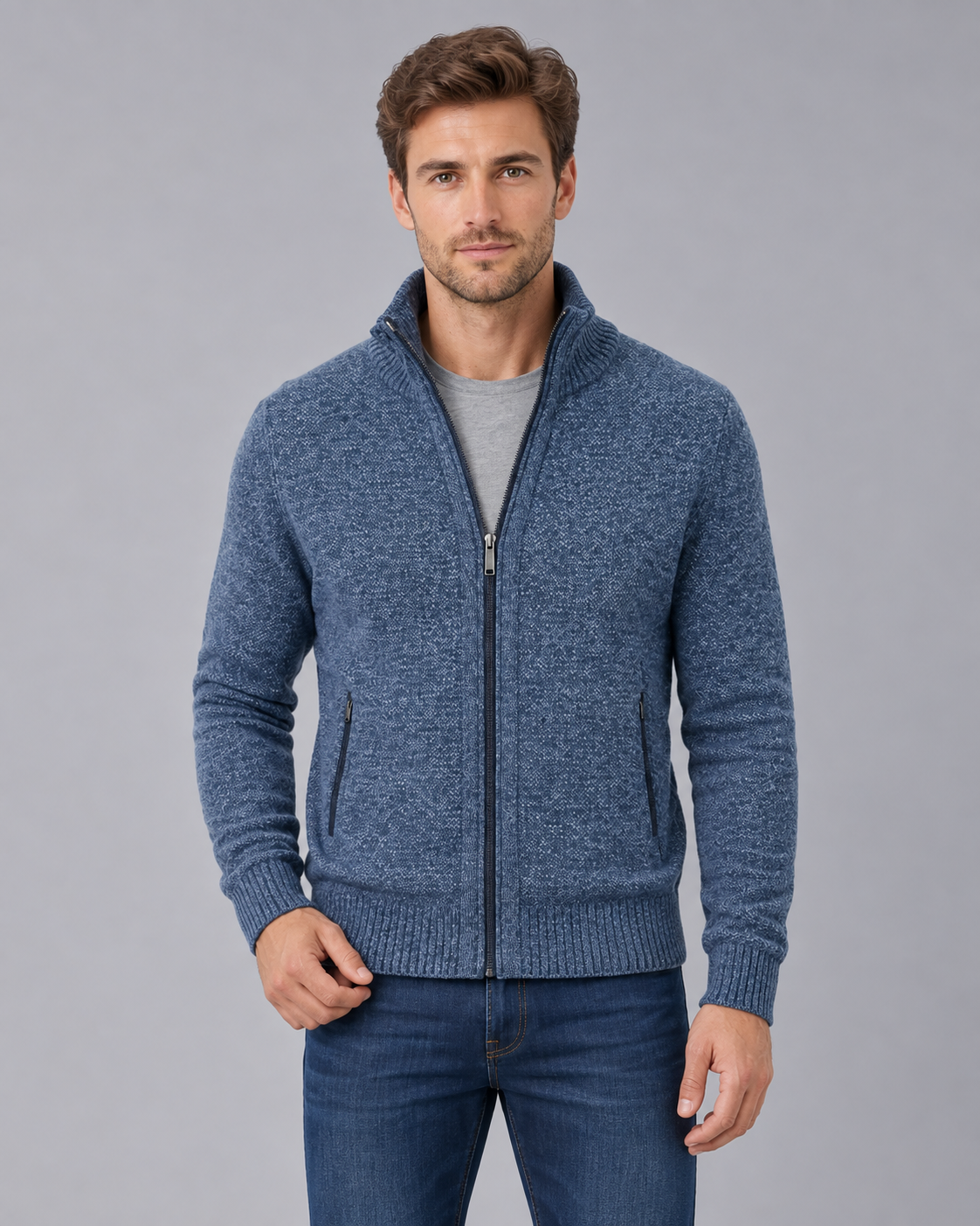 Men's Merino Wool Full-Zip Cardigan Sweater