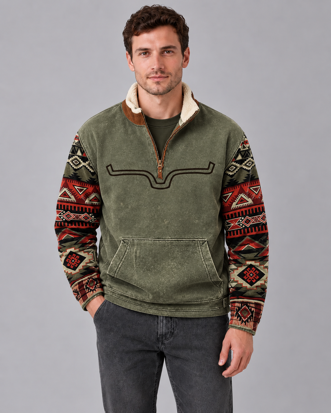 Men's Fleece-Lined Quarter Zip Pullover Sweater